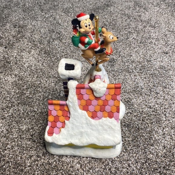 Vintage Disney Christmas Collection House . Mickey Santa on Reindeer Music Box - Picture 6 of 7